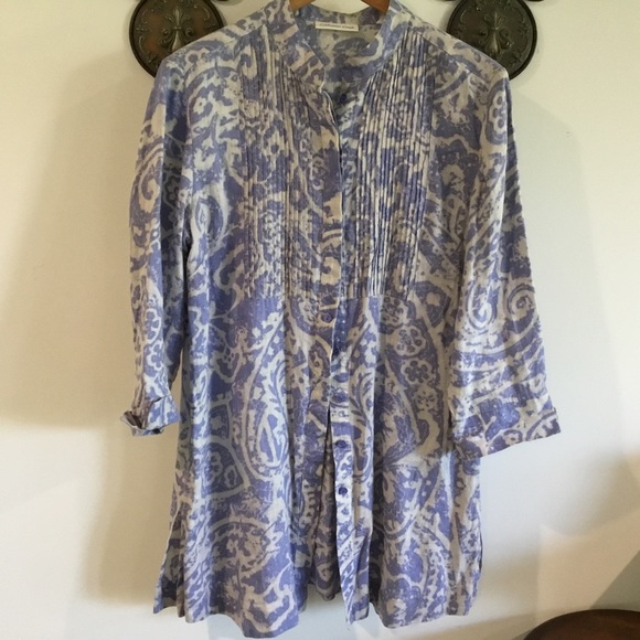 Coldwater Creek soft linen periwinkle-blue tunic - Picture 5 of 10
